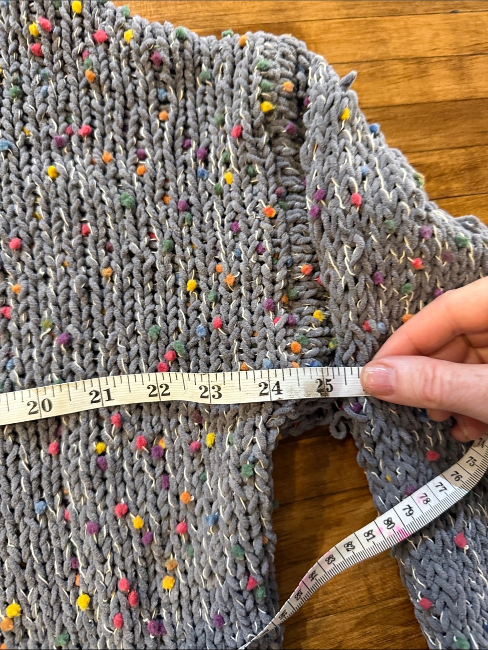 POL Confetti Distressed Chunky Knit Sweater Size Large Boho Cozy Cropped (c) - Picture 4 of 6